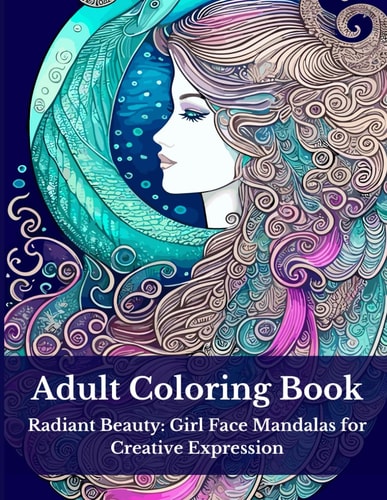 Adult Coloring Book Radiant Beauty: Girl Face Mandalas for Creative Expression
