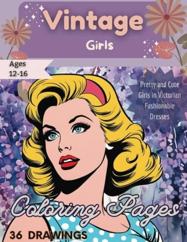 Vintage Girls Coloring Pages Pretty and Cute Girls in Vintage Clothing 36 Drawings
