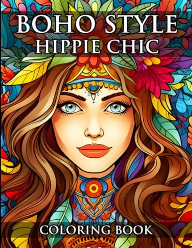 Boho Style Hippie Chic Coloring Book Beautiful Bohemian Floral Fasion Models