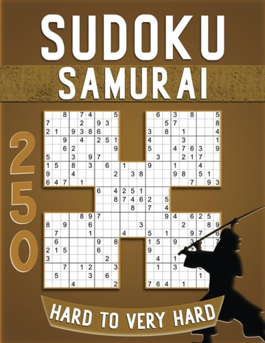 Samurai Sudoku Puzzle Books Hard To Very Hard Large Print 250 Puzzles for Seniors with Solutions.