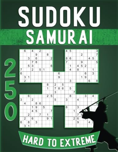Samurai Sudoku Puzzle Books Hard To Extreme Large Print 250 Puzzles for Seniors with Solutions.