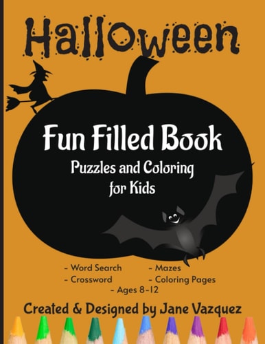 Halloween Puzzle and Coloring Book for Kids