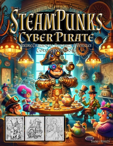 Steampunks Cyber Pirate Coloring Book For Teens & Adults