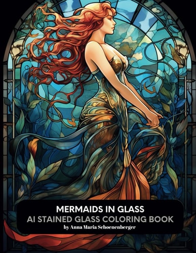 Mermaids in Glass AI Stained Glass Coloring Book