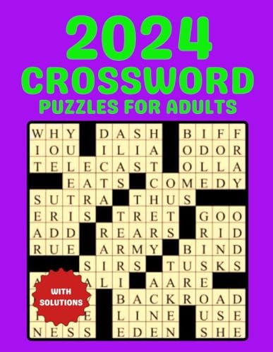2024 Crossword Puzzles For Adults 80 Fun & Challenging Puzzles for Young Puzzlers with Solution