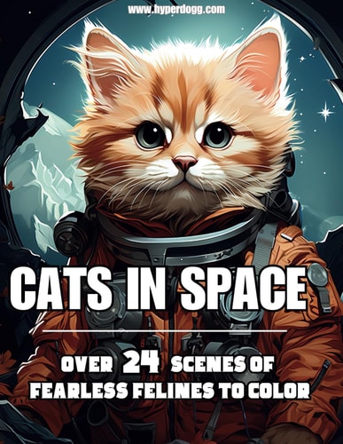 Cats in Space Over 24 Scenes of Fearless Felines to Color