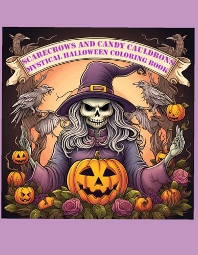 Scarecrows and Candy Cauldrons Mystical Halloween Coloring Book