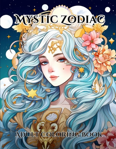 Mystic Zodiac Adult Coloring Book 40 Beautiful Astrological Art Mindfulness Relaxation Stress-Relief Horoscope Designs Art Therapy