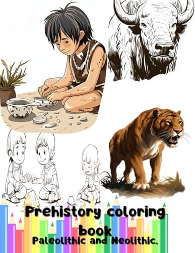 Prehistory Coloring Book Paleolithic and Neolithic