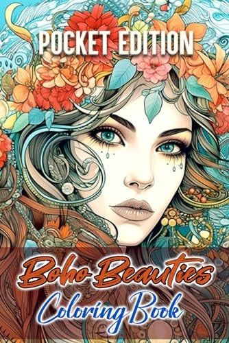 Boho Beauties Coloring Book Pocket-Sized Edition