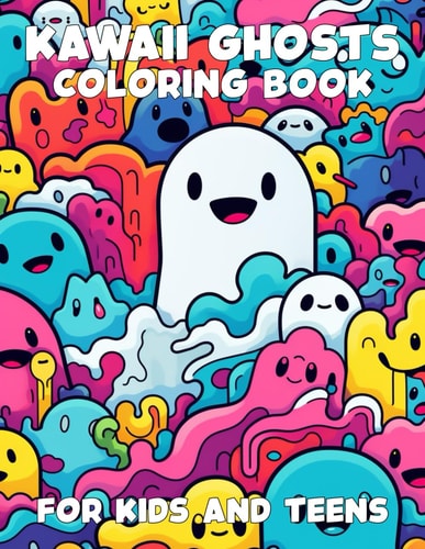 Kawaii Ghosts Coloring Book for Kids and Adults