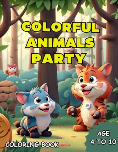 Colorful Animal Party Coloring Book for Children, Different Animals