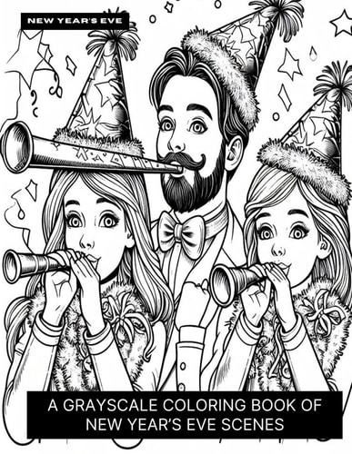 New Year's Eve A Grayscale Coloring Book of New Year's Eve Scenes