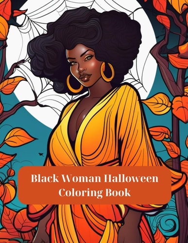 Black Woman Halloween Coloring Book Adult Coloring Book