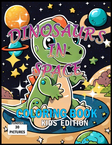 Dinosaurs In Space Coloring Book Kids Edition For Ages 3 To 8