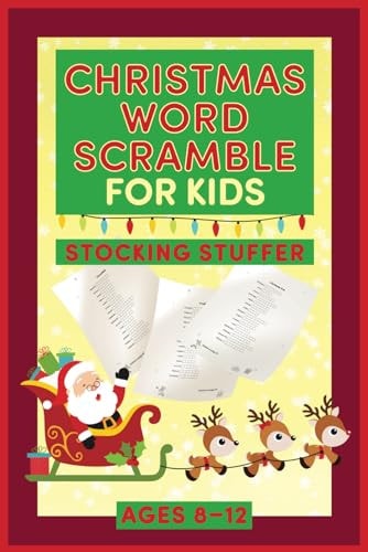 Christmas Word Scramble for Kids Holiday Stocking Stuffer for Children Ages 8-12