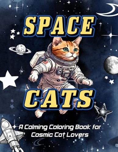 SPACE CATS A Calming Coloring Book for Cosmic Cat Lovers, Adults, Teens, and Kids for Stress... Relief & Relaxation
