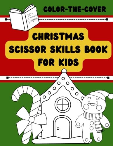 Color-The-Cover Christmas Scissor Skills Book For Kids
