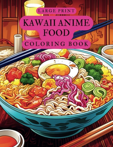 Large Print Kawaii Anime Food Coloring Book