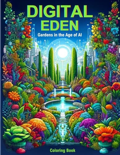 Digital Eden Exploring the Symbiosis of Flora and Technology in the Age of AI: A Coloring Journey Through Futuristic Botanical Gardens, Where Cybernetic Blossoms and Virtual Vines Entwine