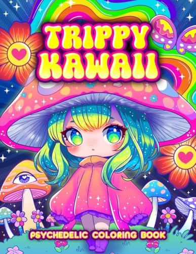 Trippy Kawaii Psychedelic Coloring Book Cute Stoner and Hippie Coloring for Adult Relaxation