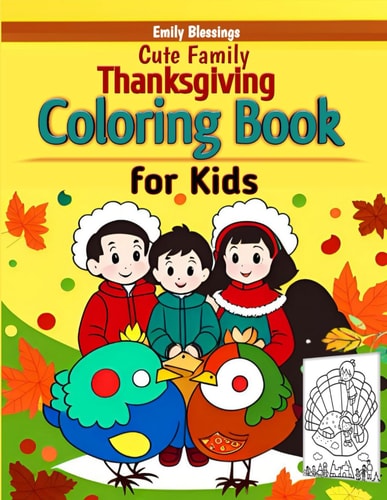 Cute Family Thanksgiving Coloring Book for Kids Fun & Easy Illustrated Happy Thanksgiving Coloring Pages for Boys and Girls