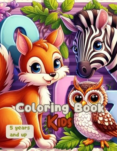 Coloring Book Kids 49 Coloring Illustrations of Adorable Animals. Each Animal is Labeled with Its Name