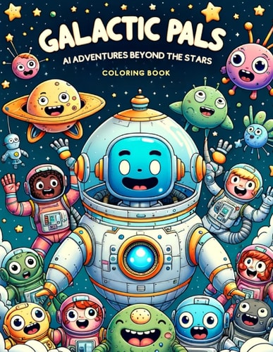 Galactic Pals AI Adventures Beyond the Stars - An Exciting Space Journey for Kids to Explore and Color: Embark on an Interstellar Adventure with "Galactic Pals: AI Adventures Beyond the Stars"! This Vibrant ColorinDive Into a Universe of Fun with Friendl