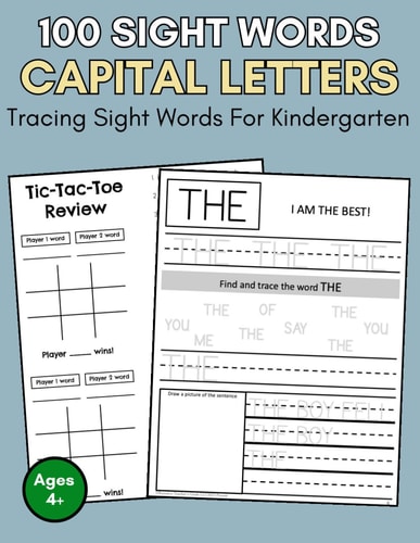 100 Sight Words Capital Letters Tracing Sight Words For Kindergarten, Tracing Sight Words Worksheets, Sight Words In Kindergarten