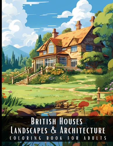 British Houses Landscapes & Architecture Coloring Book for Adults Beautiful Nature Landscapes Sceneries and Foreign Buildings Coloring Book for Adults, Perfect for Stress Relief and Relaxation - 50 Coloring Pages
