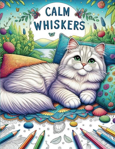 Calm Whisker Soothing Cat Art for Mindful Relaxation and Stress Relie