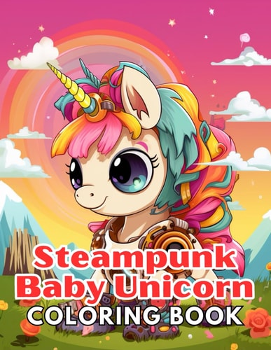 Steampunk Baby Unicorn Coloring Book for Adults Stress Relief And Relaxation Coloring Pages