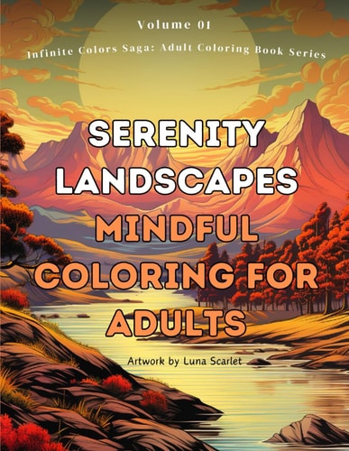 SERENITY LANDSCAPES Mindful Coloring for Adults,.
