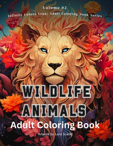 WILDLIFE ANIMALS Adult Coloring Book