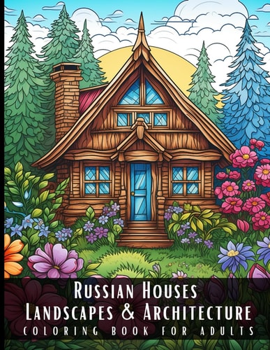Russian Houses Landscapes & Architecture Coloring Book for Adults Beautiful Nature Landscapes Sceneries and Foreign Buildings Coloring Book for Adults, Perfect for Stress Relief and Relaxation - 50 Coloring Pages