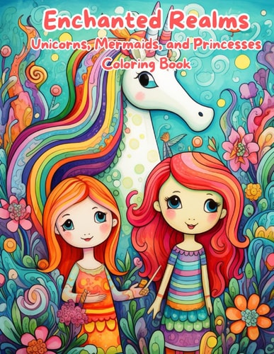 Enchanted Realms Unicorns, Mermaids, and Princesses Coloring Book: Magical Adventures: Coloring the World of Unicorns, Mermaids, and Princesses.