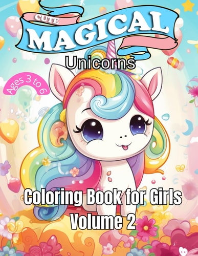 Cute Magical Unicorns for Girls Volume 2: From Playful Unicorns to Ones Soaring Through Cotton Candy Clouds. 60 Magical Unicorn Illustrations. 60 Areas to Draw, Write, Or Express Yourself. Holistic Development for Young Artists