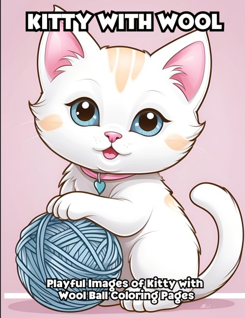 Kitty With Wool: Playful Images of Kitty with Wool Ball Coloring Pages