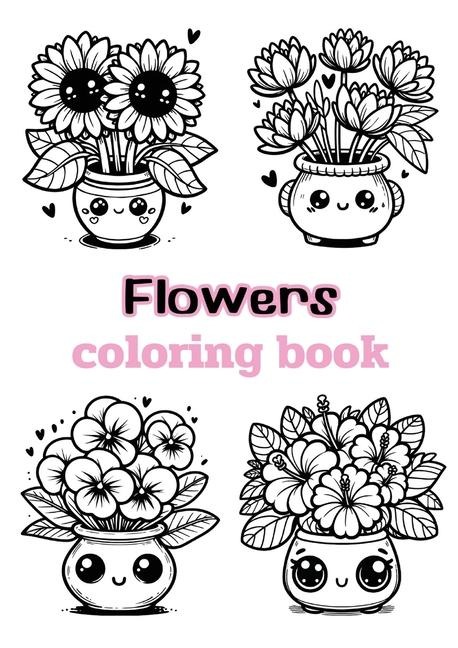 Flowers coloring book: Childrens coloring pages + word search puzzles
