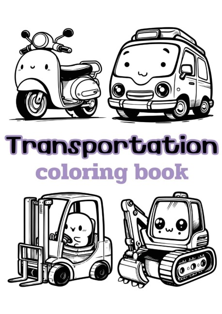 Transportation coloring book: Children's coloring pages + word search puzzles