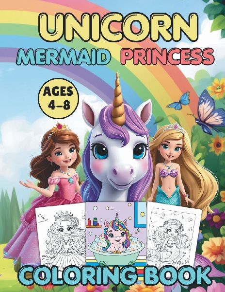 Unicorn Mermaid Princess Coloring Book For Kids