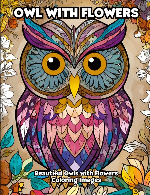Owl with Flowers: Beautiful Owls with Flowers Coloring Images