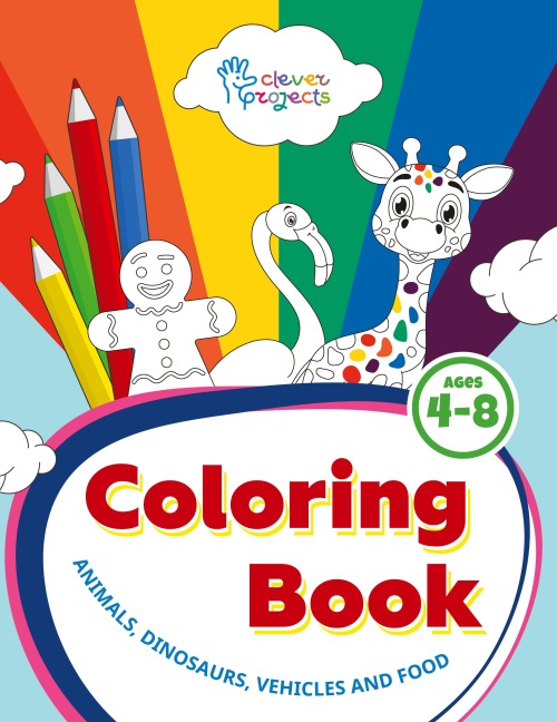 Coloring Book: Fun Travel Games for Kids Ages 4-8 - Engaging Activities for Road Trips, Air Travel for kids and boys. Animals, dinosaurs, vehicles, food: Amazing coloring book for kids 4-8