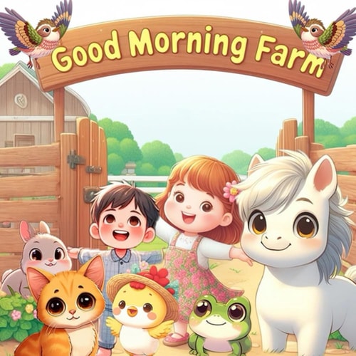 Good Morning，Farm Good Morning, Chicks, Ducks, Kittens, Horses, Frogs, Birds, Cows.