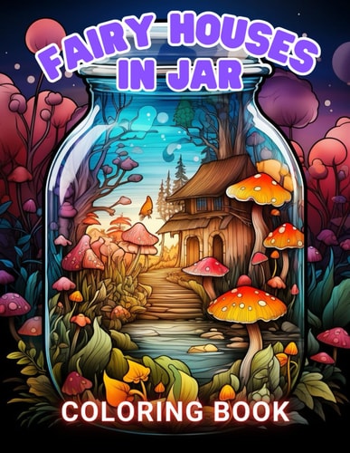 Fairy Houses in Jar Coloring Book For Adults High Quality and Unique Coloring Pages