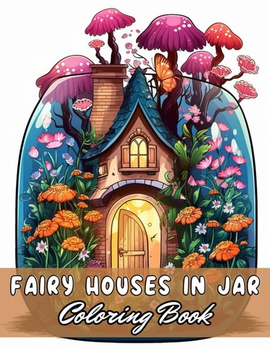 Fairy Houses in Jar Coloring Book For Adults 100+ Unique and Beautiful Designs