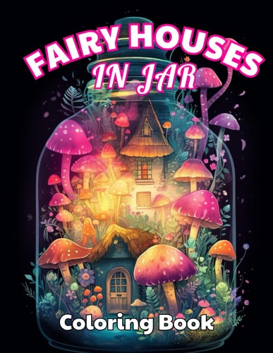 Fairy Houses in Jar Coloring Book For Adults High Quality +100 Beautiful Designs for All Ages