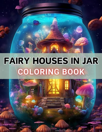 Fairy Houses in Jar Coloring Book For Adults 100+ High-Quality and Unique Coloring Pages For All Fans