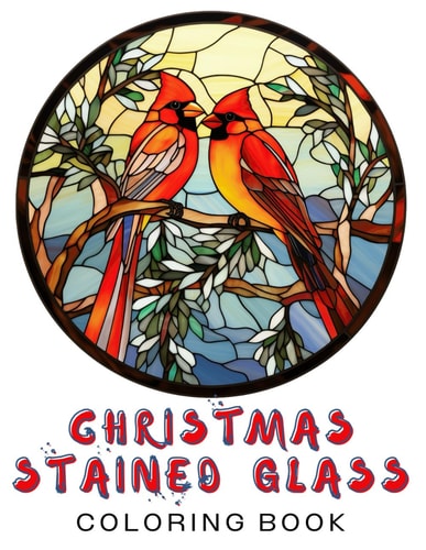 Christmas Stained Glass Coloring Book Winter Holiday Book For Adults For Relaxation, Stress Relief, Mindfulness Activities Adult Coloring Gift Ideas