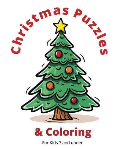 Christmas Puzzles & Coloring For Kids 7 and Under